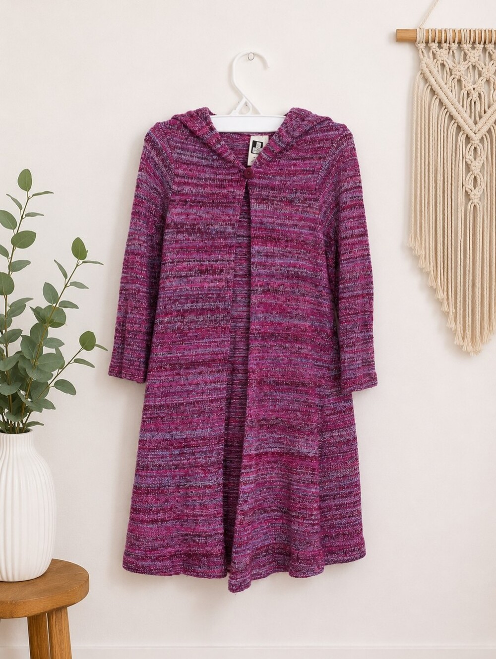 Girls Vibrant Pink Open Knit Cardigan